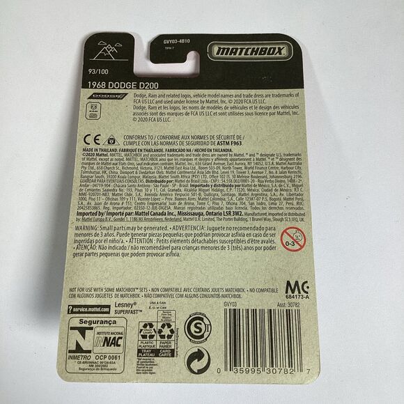 Metal Matchbox Dodge Plymouth Mix D200 Police Savoy 30782 New Sealed - Picture 5 of 9